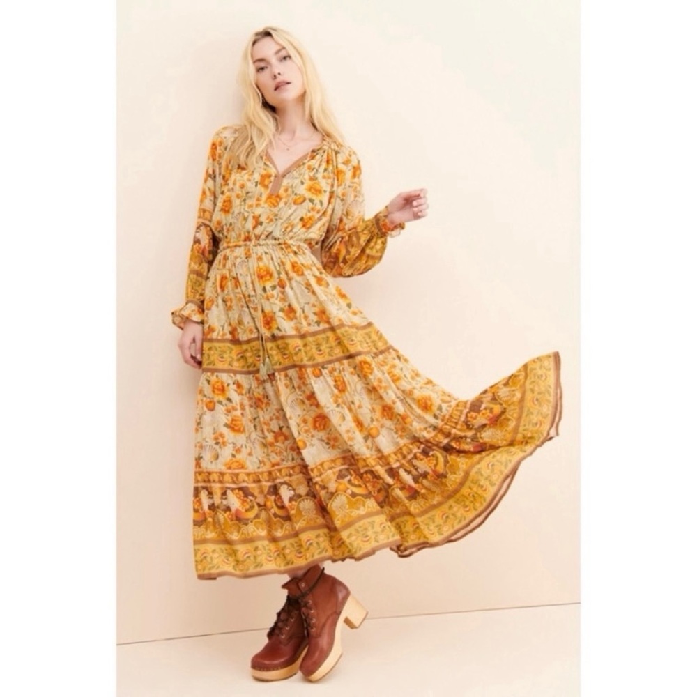 Spell & The Gypsy Collective Seashell Maxi Dress in Yellow and Brown Size Small